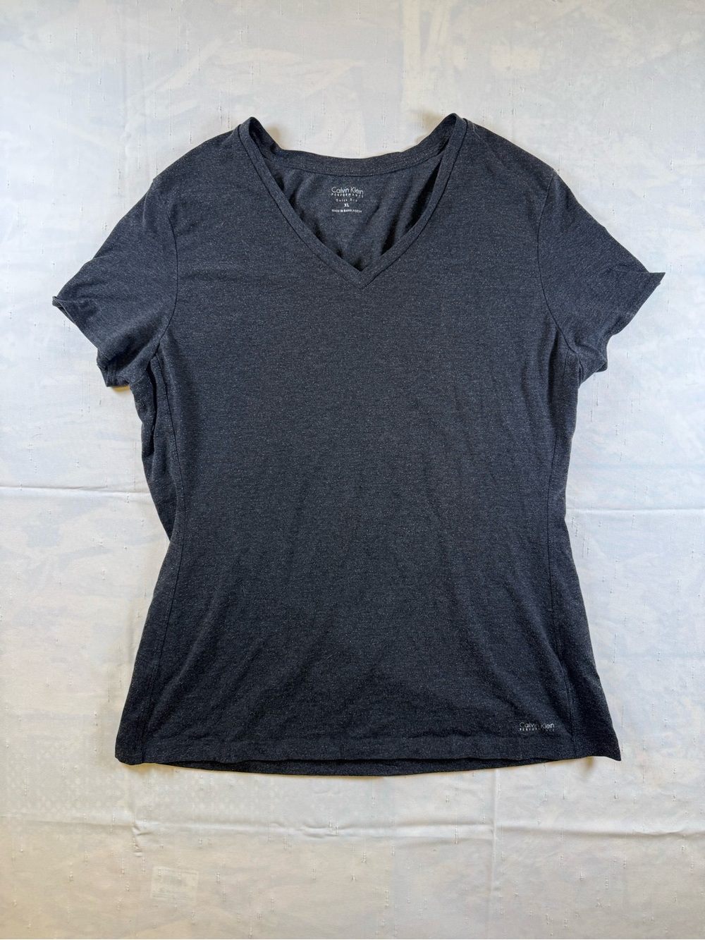 Calvin Klein Performance Women's Short-Sleeve V-Neck Tee in Dark Heather Gray